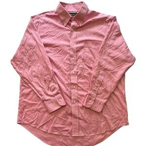 Lauren Ralph Lauren Pink Oxford Button Up Shirt 17 32/33 Cotton Non-Iron